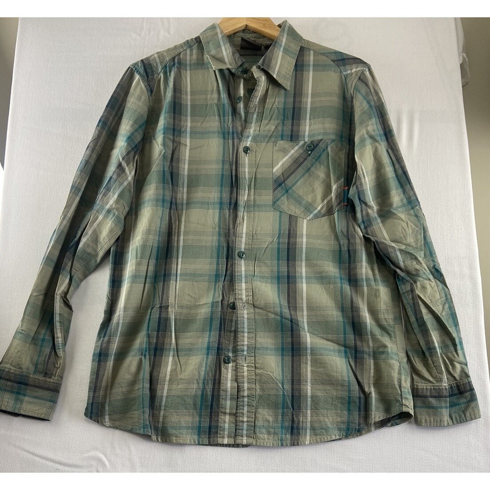 Merrell Button Up Shirt Mens‎ Size Medium Green Long Sleeve Plaid